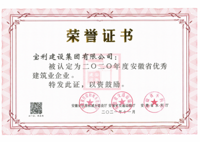 2020年度安徽省優秀建筑業企業